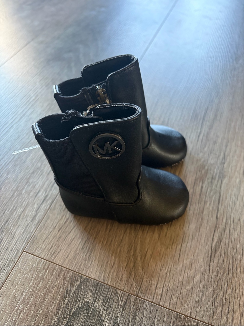MICHAEL Michael Kors Kids Black Logo Ankle Boots with MK Emblem